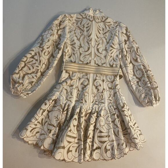Zimmermann Edie Button Down Short Dress Embroidered Lace Mini Belted 0 US 4 - Picture 12 of 16